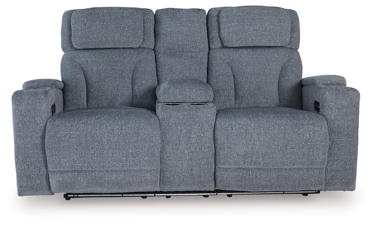 Studio Cave - Power Reclining Loveseat with Console - Steel by Ashley – view 4