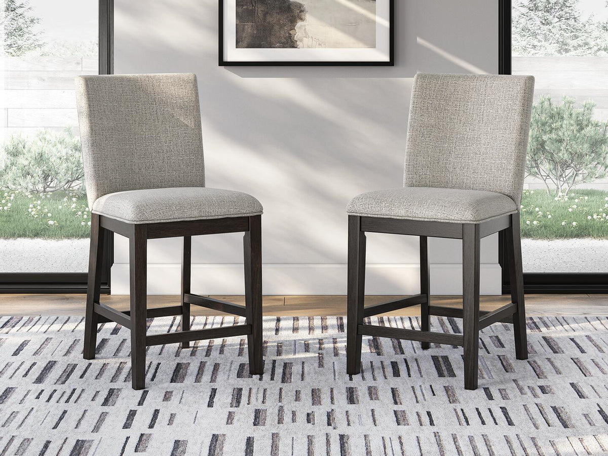 Neymorton - Upholstered Barstool (Set of 2) - Dark Grayish Brown by Ashley – view 4