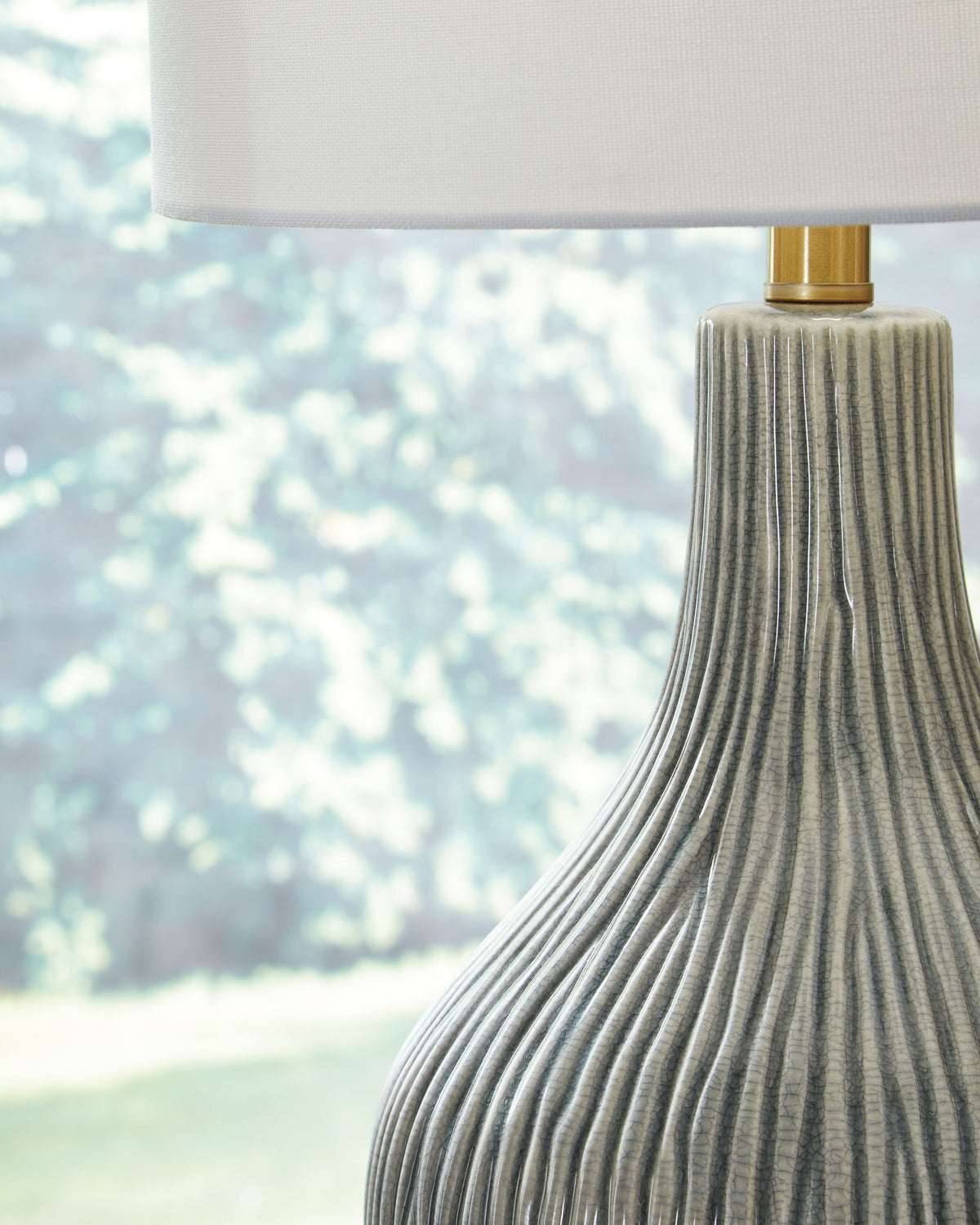Judlen - Ceramic Table Lamp - Gray / Gold Finish by Ashley – view 4