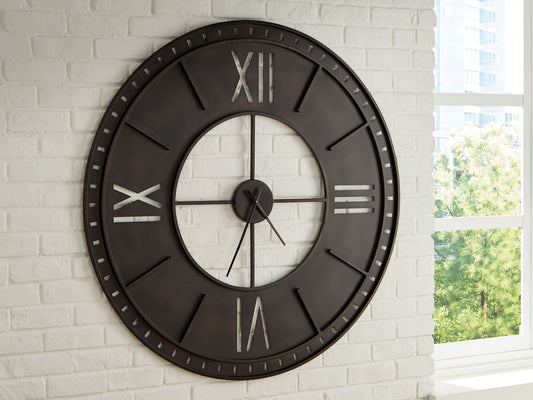 Lytle - Wall Clock - Antique Brown by Ashley – view 2