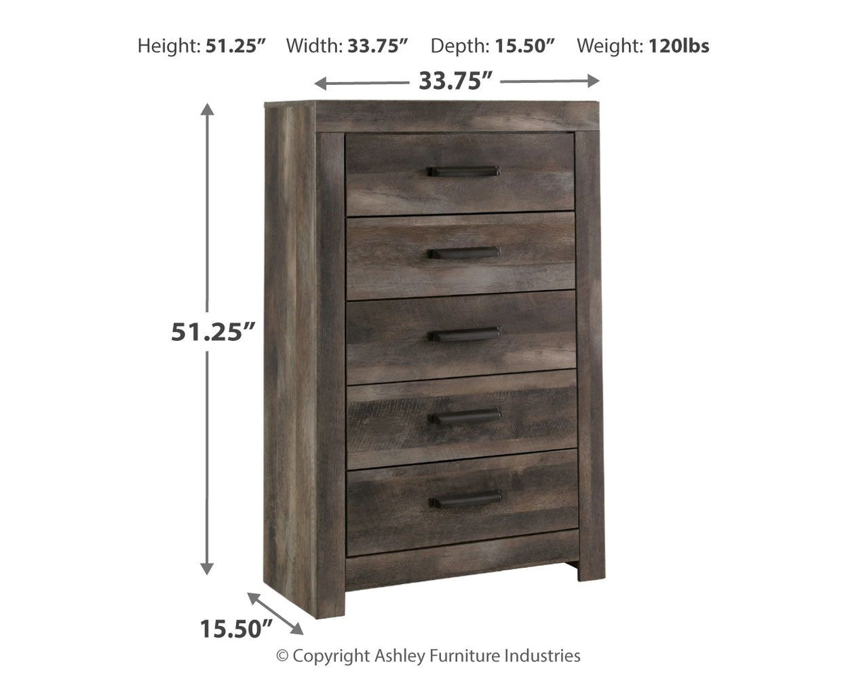 Wynnlow - Five Drawer Chest - Gray by Ashley – view 4