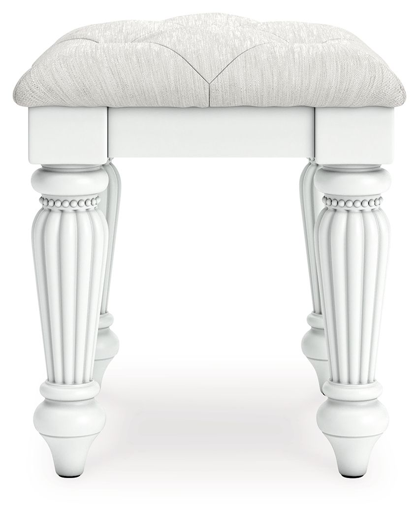 Kozlani - Vanity Upholstered Stool - White by Ashley – view 4