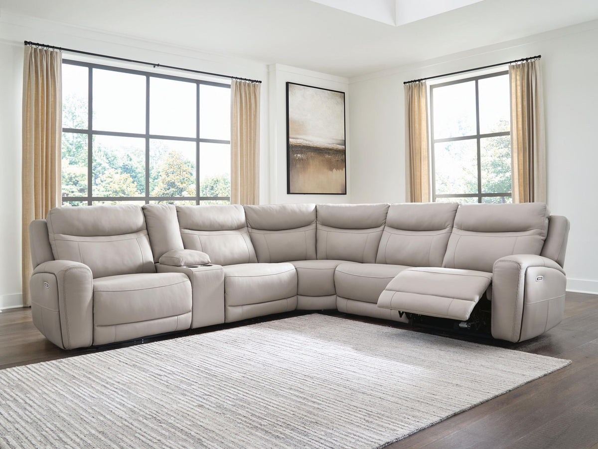 Gravier - 6-Piece Power Reclining Sectional With Storage Console - Gray – view 4