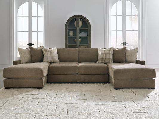 Camellia-Court - 4-Piece Double Chaise Sectional - Coffee – view 2