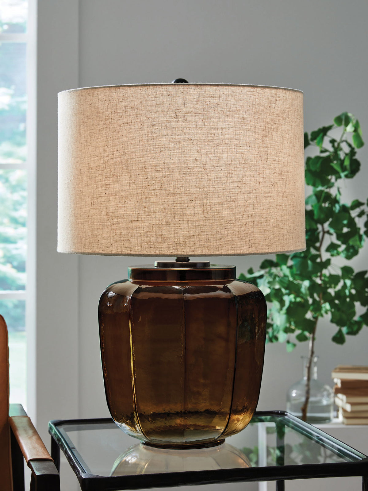 Bainmore - Glass Table Lamp - Amber by Ashley – view 4