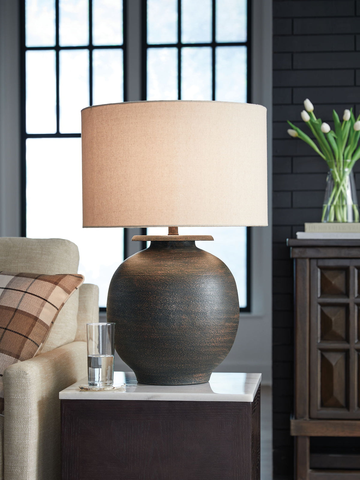 Carlenbury - Metal Table Lamp - Antique Brown by Ashley – view 4