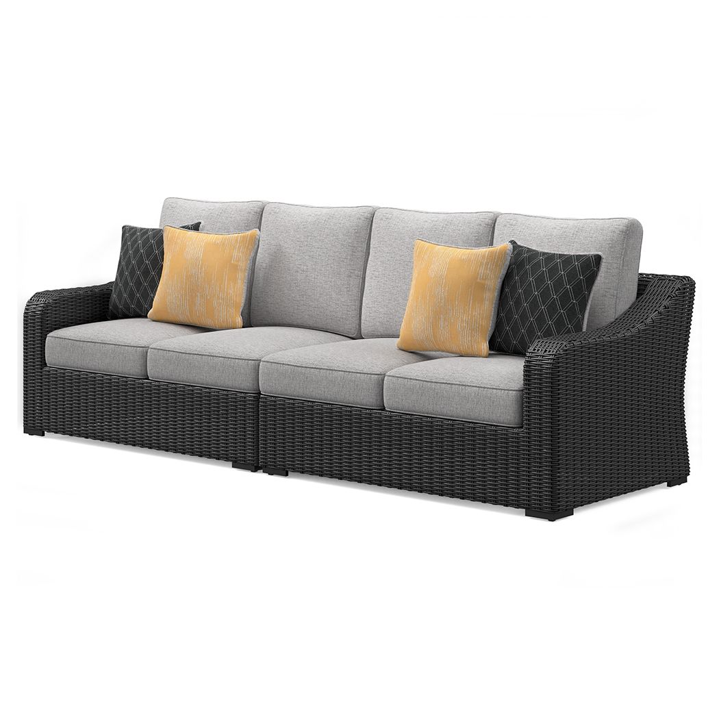 Beachcroft - 2-Piece Outdoor Loveseat with Cushion - Black / Light Gray by Ashley – view 4