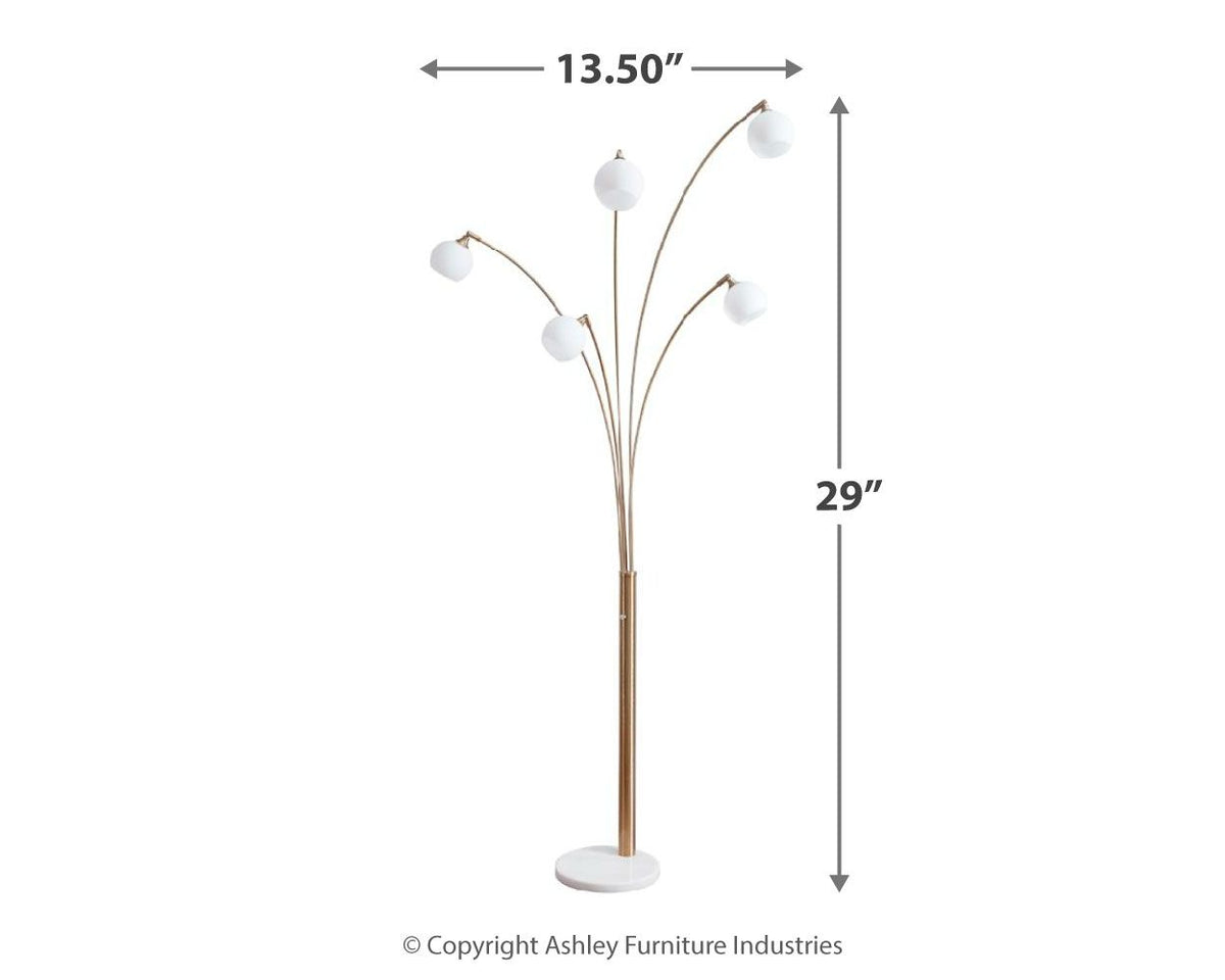 Taliya - Metal Arc Lamp - Champagne / White by Ashley – view 4