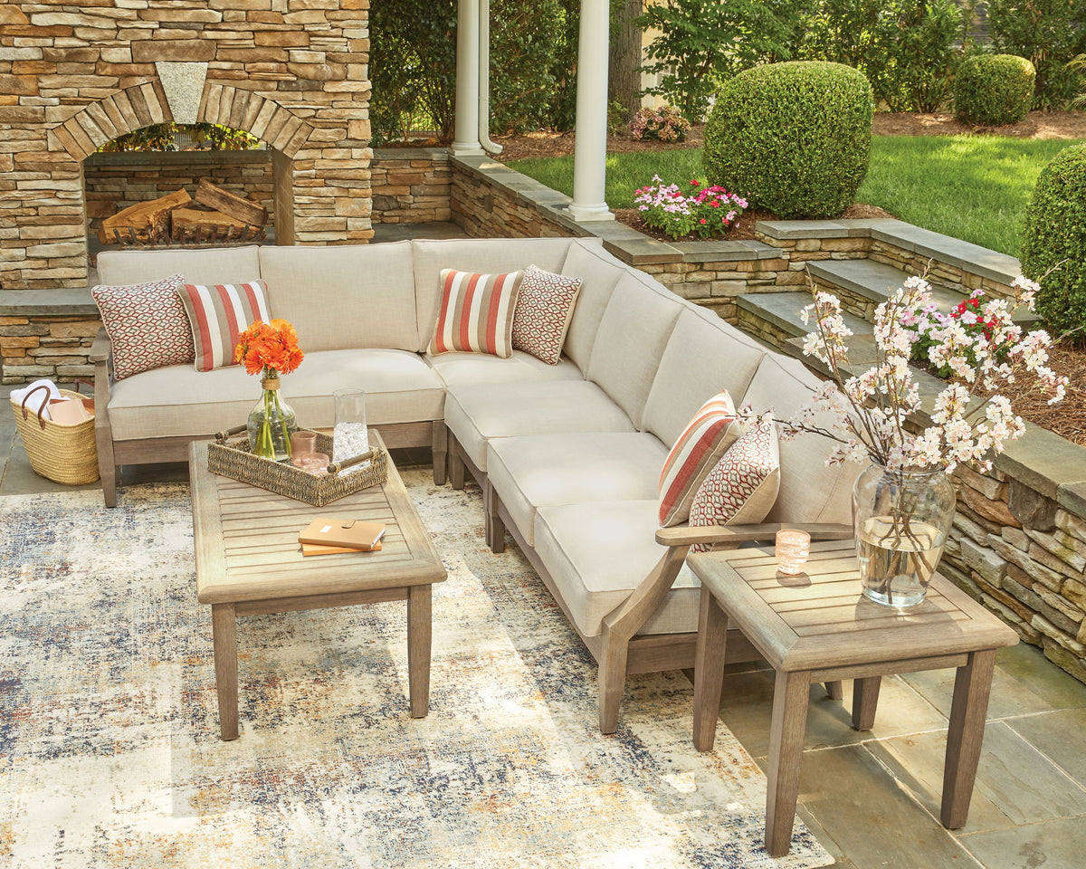 Clare View - 4-Piece Outdoor Sectional - Beige by Ashley – view 4