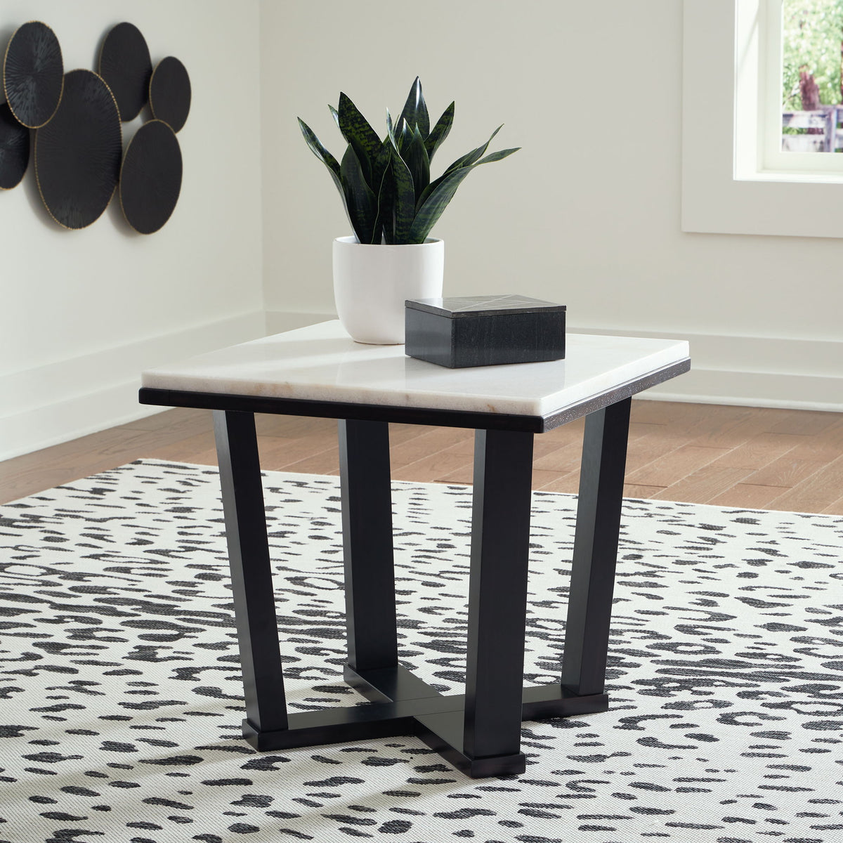 Fostead - Square End Table - White / Espresso by Ashley – view 4