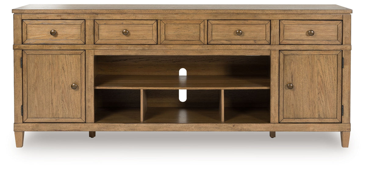 Sharlance - XL TV Stand With Fireplace Option - Light Brown by Ashley – view 4