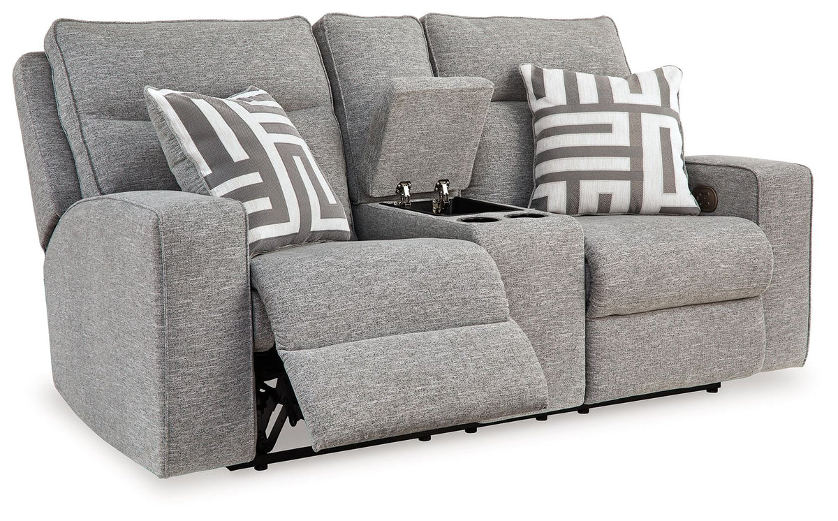 Biscoe - Power Reclining Loveseat With Console /Adj Headrest - Pewter by Ashley – view 4