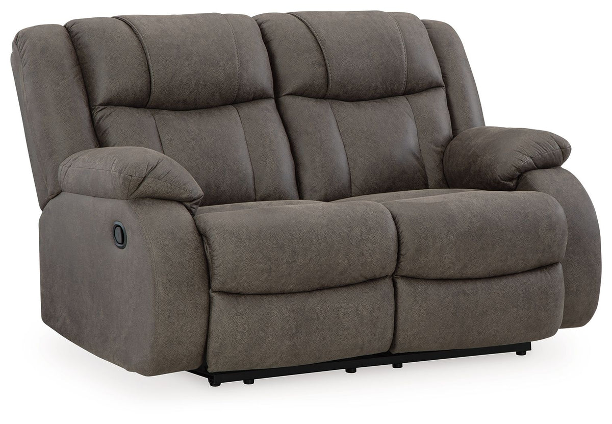 First Base - Reclining Loveseat - Gunmetal by Ashley – view 4