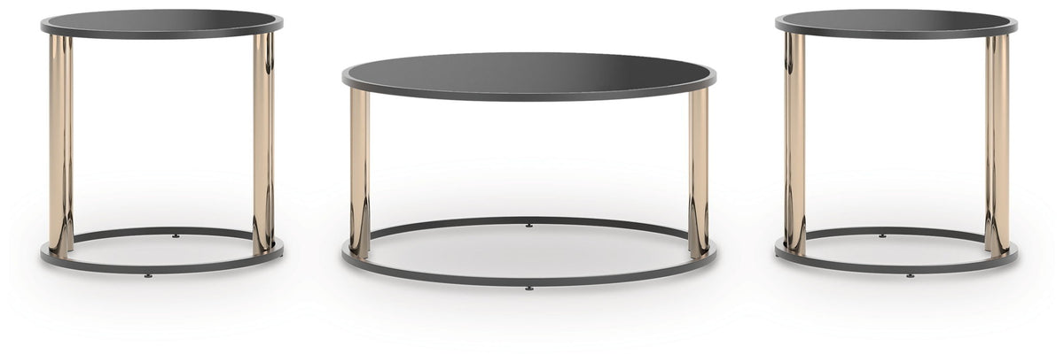Hannerly - Occasional Table Set (Set of 3) - Black / Gold Finish by Ashley – view 4