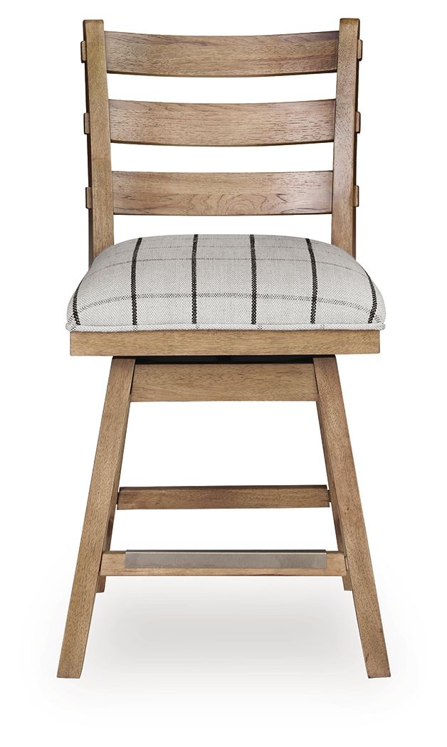Ridgester - Upholstered Swivel Barstool (Set of 2) - Light Brown – view 4