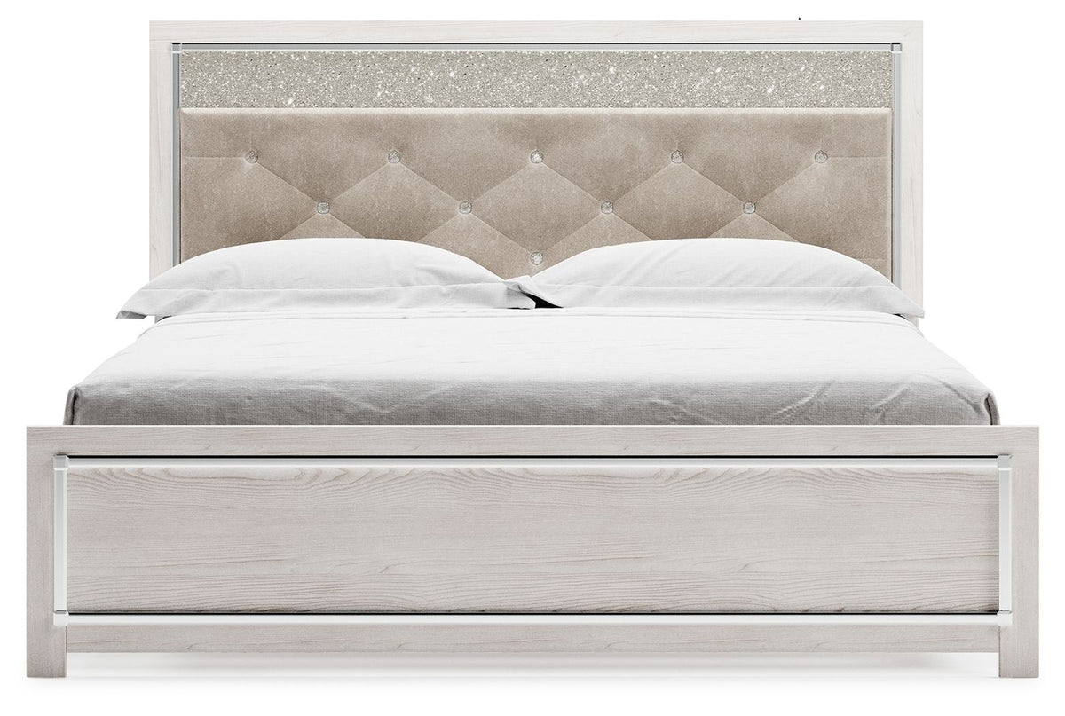 Altyra - King Panel Bed With Upholstered Headboard - White by Ashley – view 4