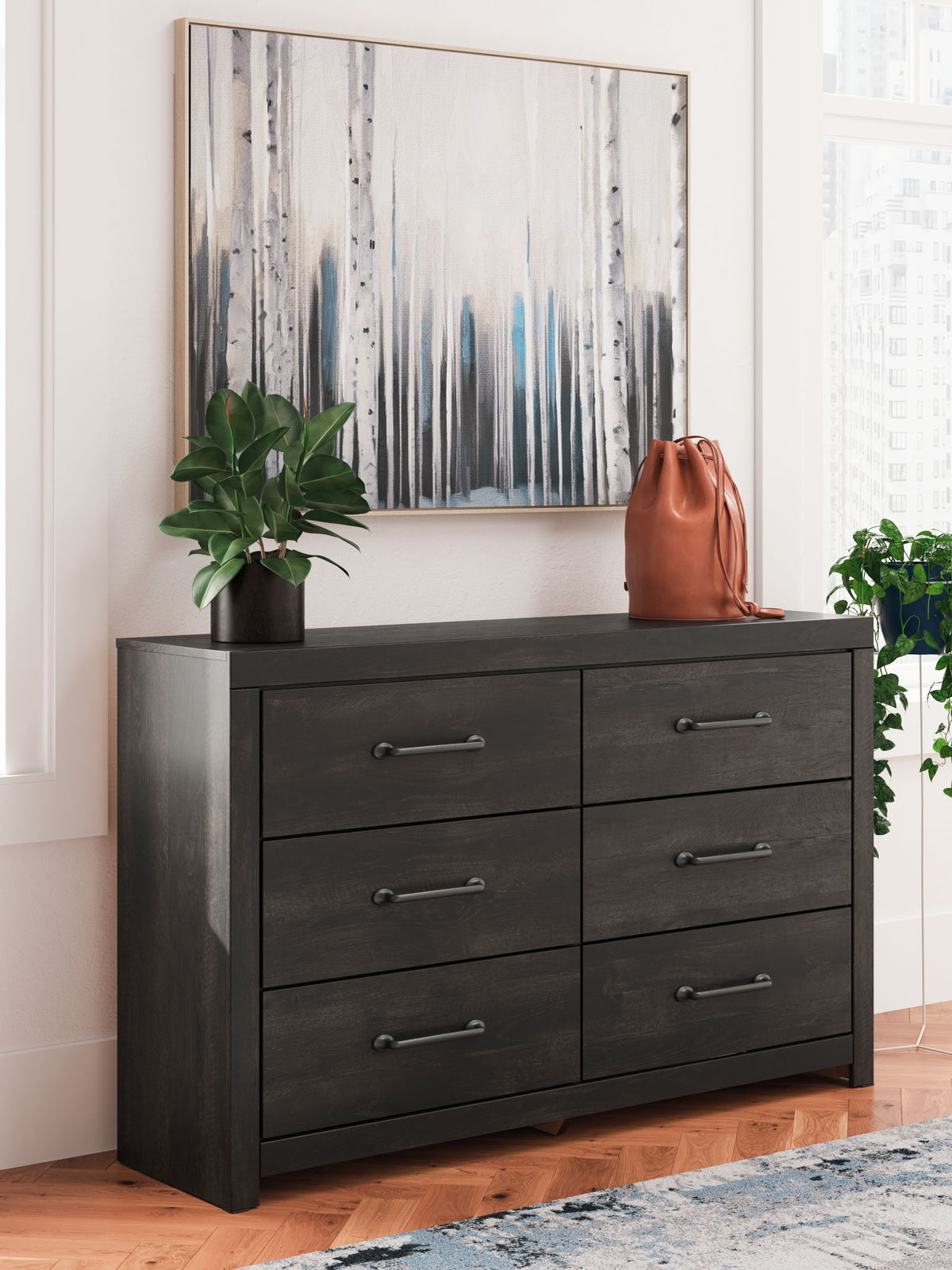 Hollivern - Six Drawer Dresser - Dark Gray by Ashley – view 4