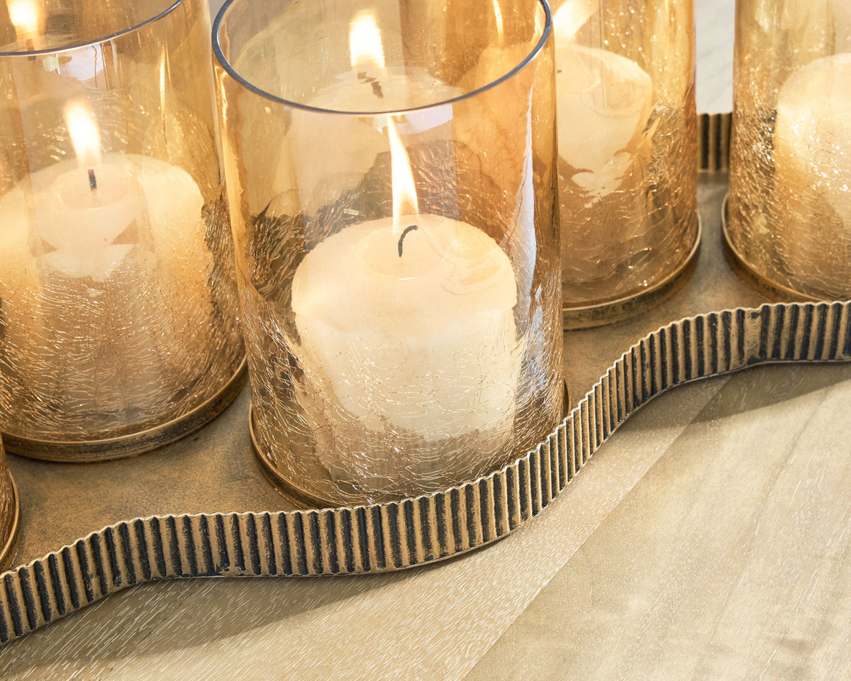 Evereton - Candle Holder - Antique Gold Finish by Ashley – view 4