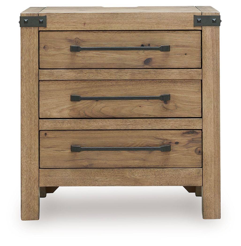 Ridgester - Three Drawer Night Stand - Light Brown – view 4