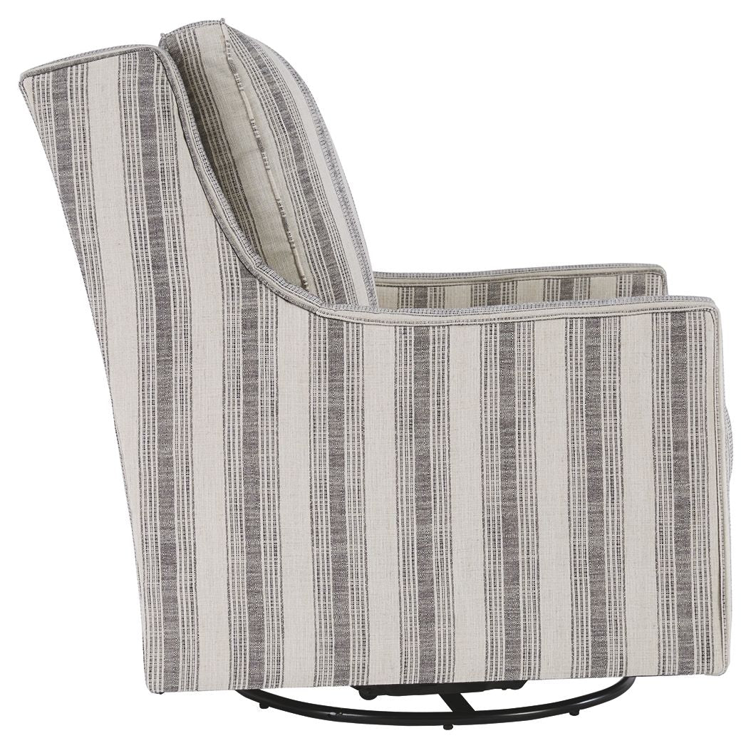 Kambria - Swivel Glider Accent Chair - Ivory / Black by Ashley – view 4