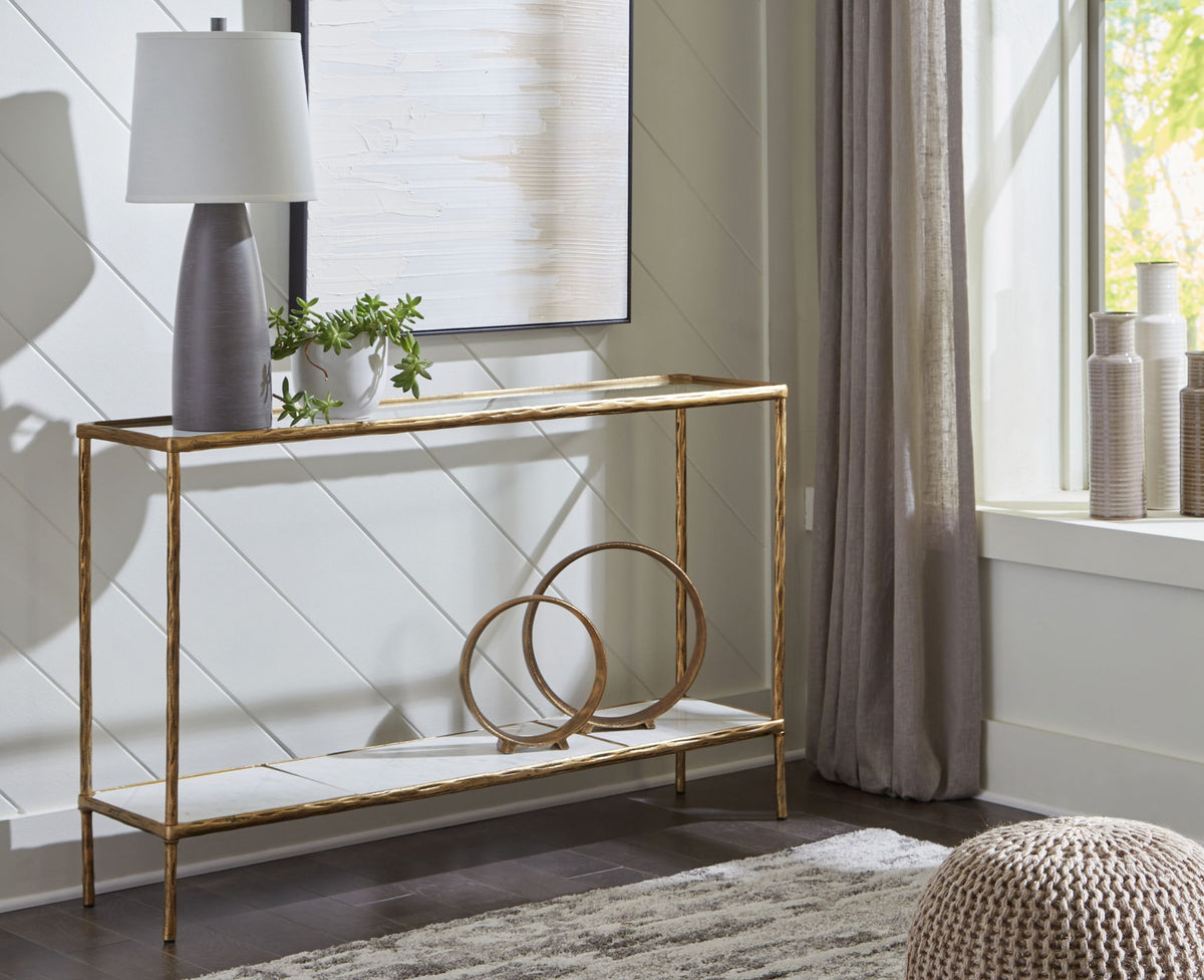 Ryandale - Console Sofa Table - Antique Brass Finish by Ashley – view 4