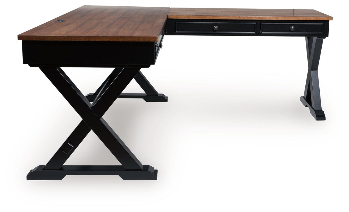 Wildenauer - Home Office Desk And Return - Brown / Black by Ashley – view 4
