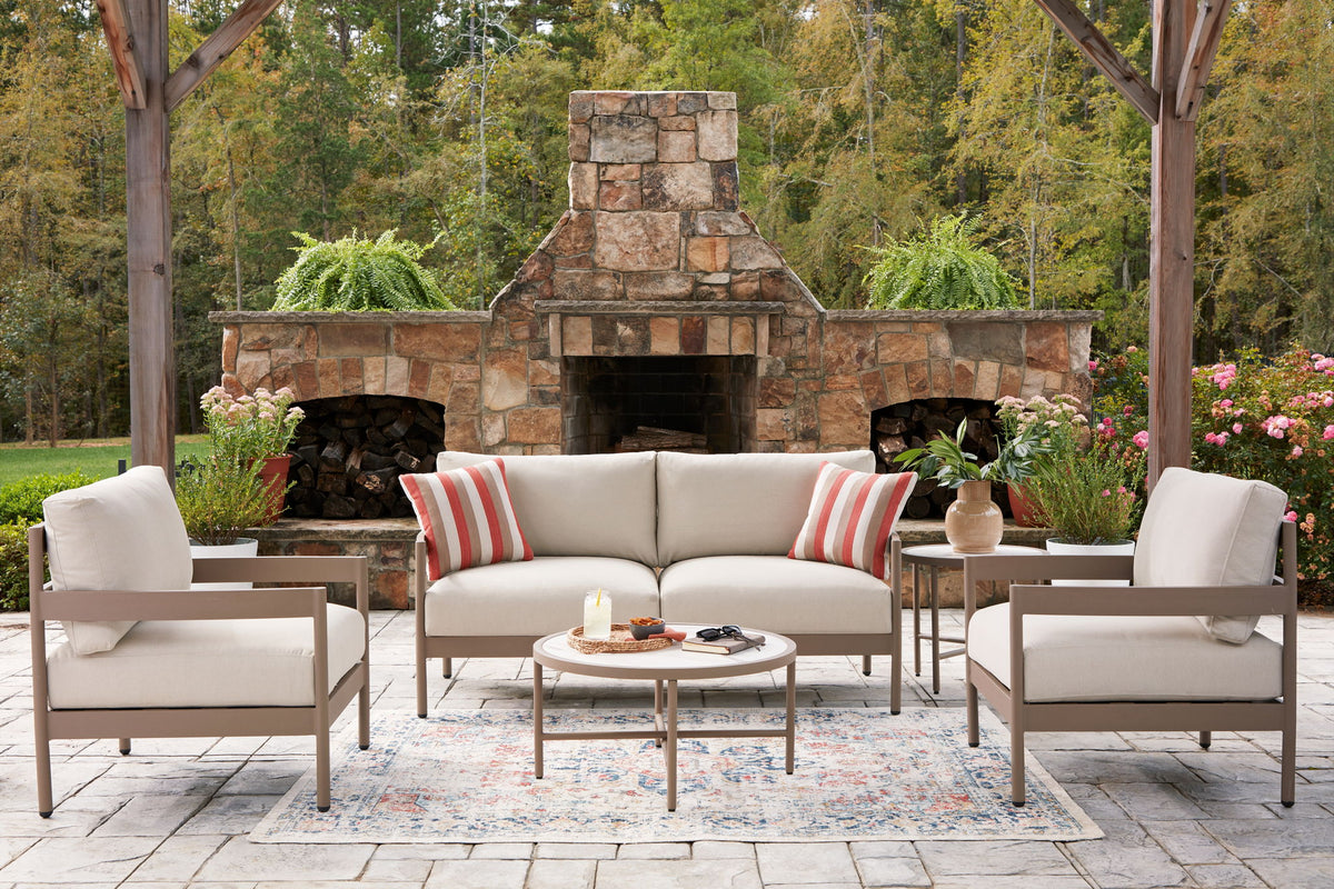 Bluff Trail - Loveseat, Lounge Chairs, Tables Set (Set of 5) - Beige by Ashley – view 4