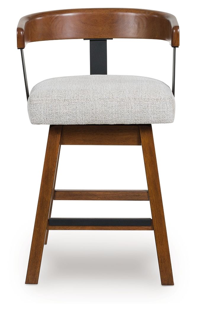 Ralene - Upholstered Swivel Barstool (Set of 2) - Medium Brown by Ashley – view 4