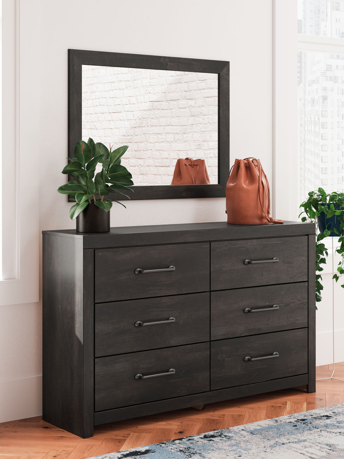 Hollivern - Dresser And Mirror - Dark Gray by Ashley – view 4