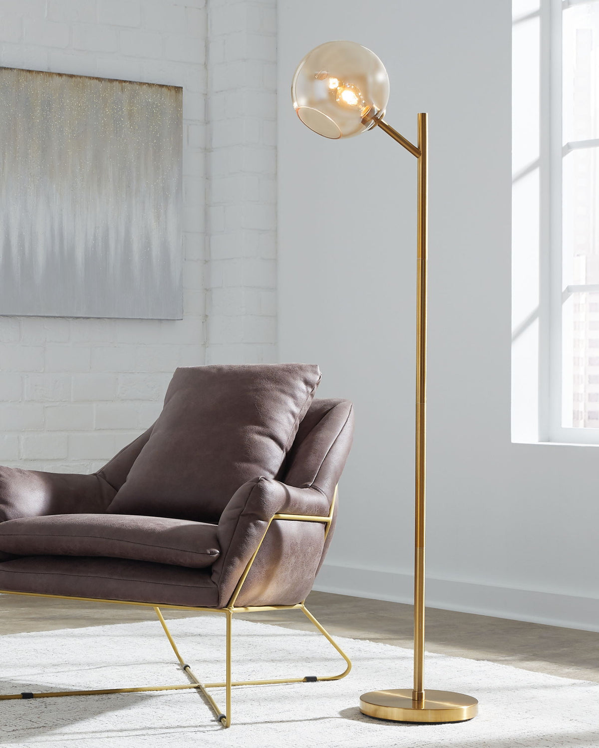 Abanson - Metal Floor Lamp - Amber / Gold Finish by Ashley – view 4