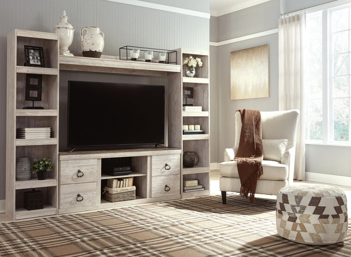 Willowton - 4-Piece Entertainment Center - Whitewash by Ashley – view 4