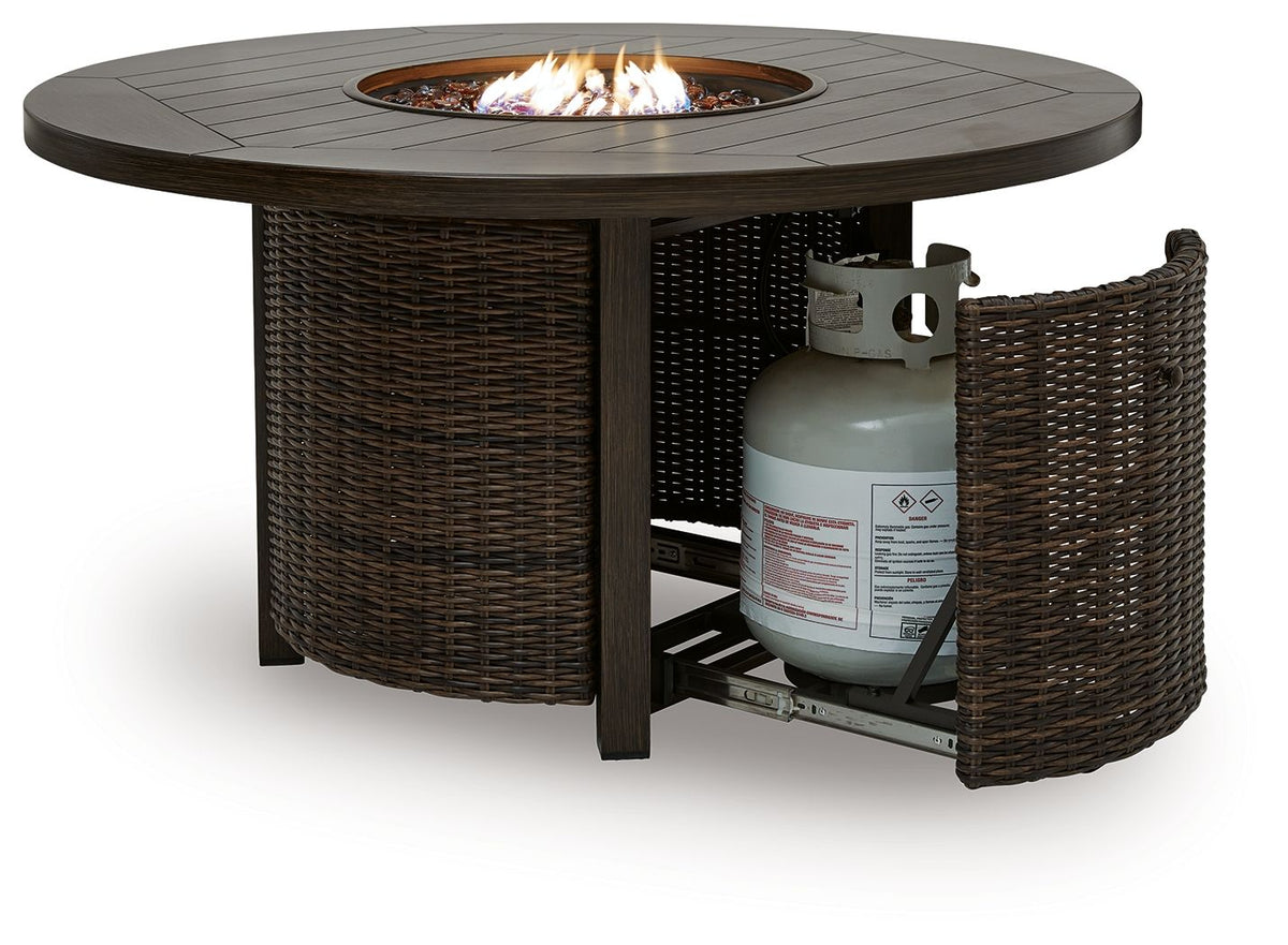 Monterey Point - Round Fire Pit Table - Dark Brown by Ashley – view 4