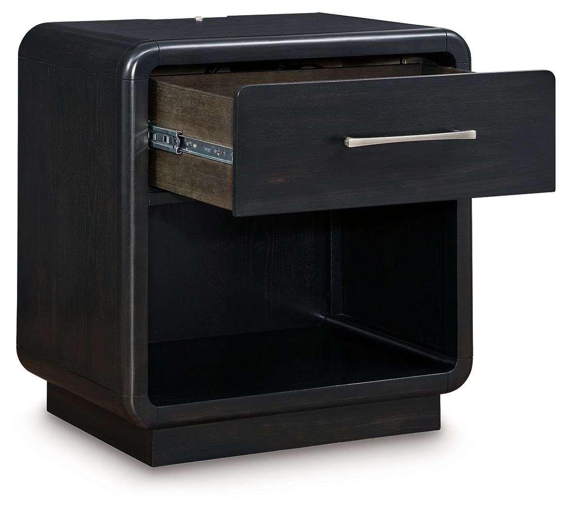Rowanbeck - One Drawer Night Stand - Black by Ashley – view 4