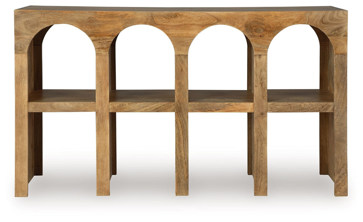 Luzmanacy - Console Sofa Table - Natural Brown by Ashley – view 4