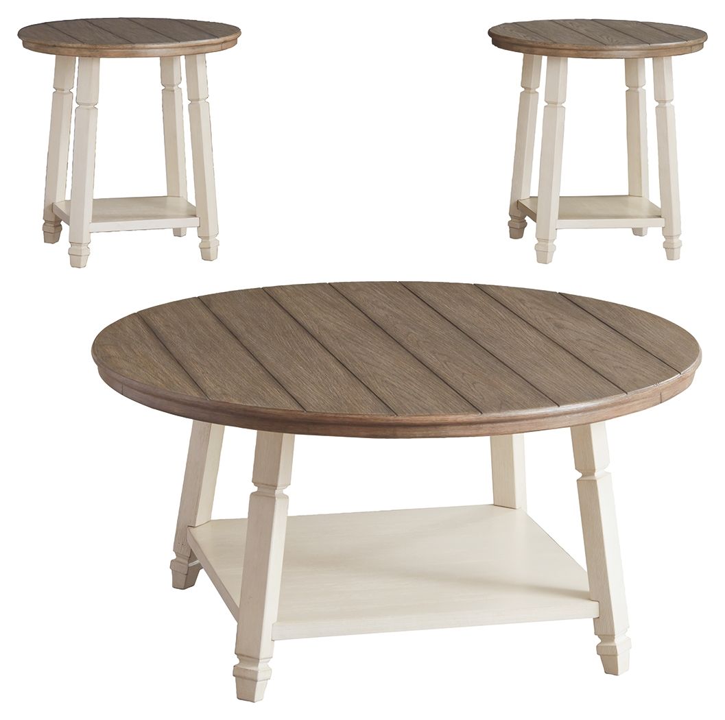 Bolanbrook - Occasional Table Set (Set of 3) - White / Brown / Beige by Ashley – Table Sets