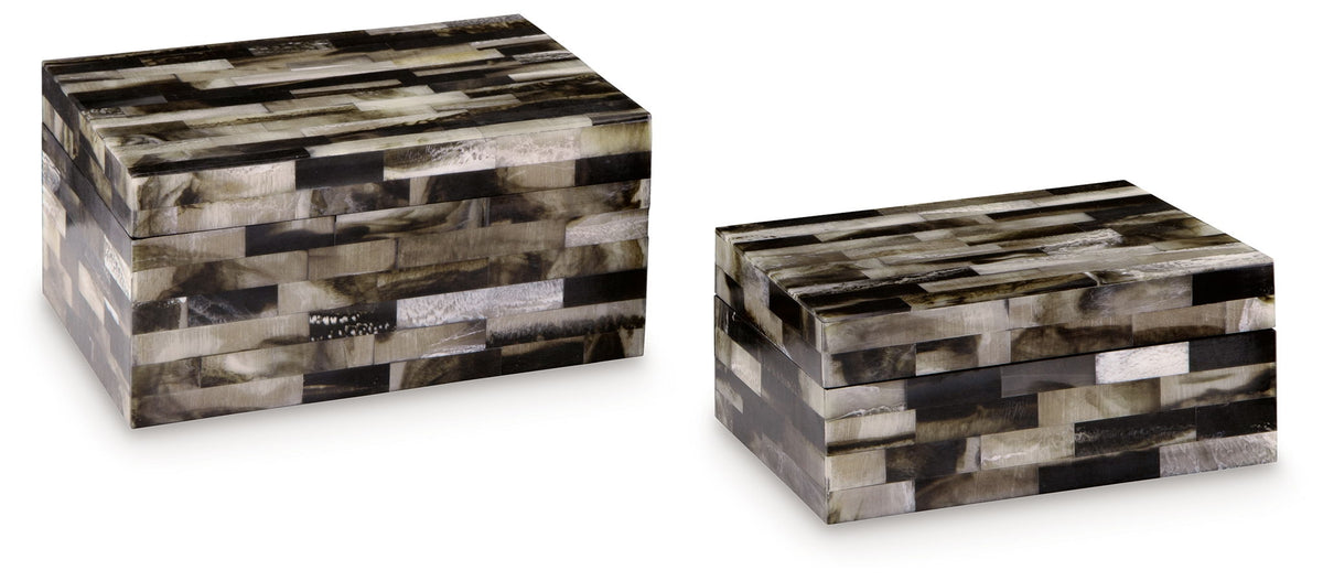 Ellford - Box Set (Set of 2) - Black / Brown / Cream by Ashley – Baskets & Boxes