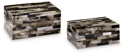 Ellford - Box Set (Set of 2) - Black / Brown / Cream by Ashley – Baskets & Boxes
