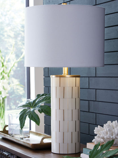 Faridworth - Poly Table Lamp - White / Gold Finish by Ashley – view 2