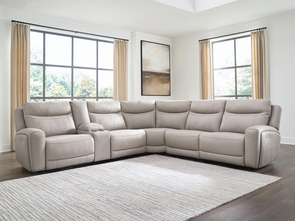 Gravier - 6-Piece Power Reclining Sectional With Storage Console - Gray – view 2