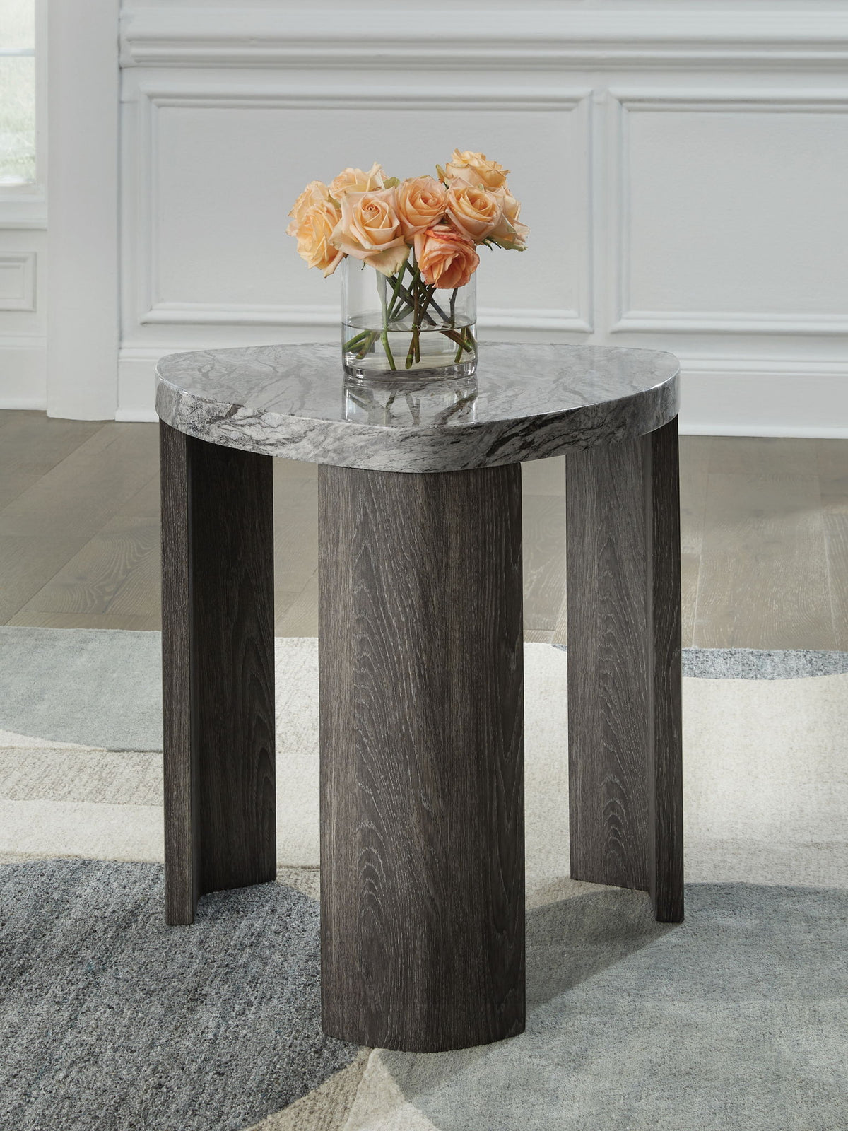 Surmour - Triangle End Table - Gray / Brown by Ashley – view 2