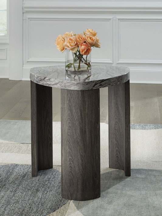 Surmour - Triangle End Table - Gray / Brown by Ashley – view 2