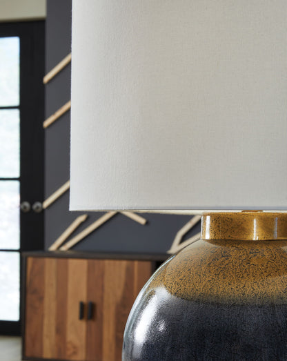 Adara - Metal Table Lamp - Blue / Gold Finish by Ashley – view 2