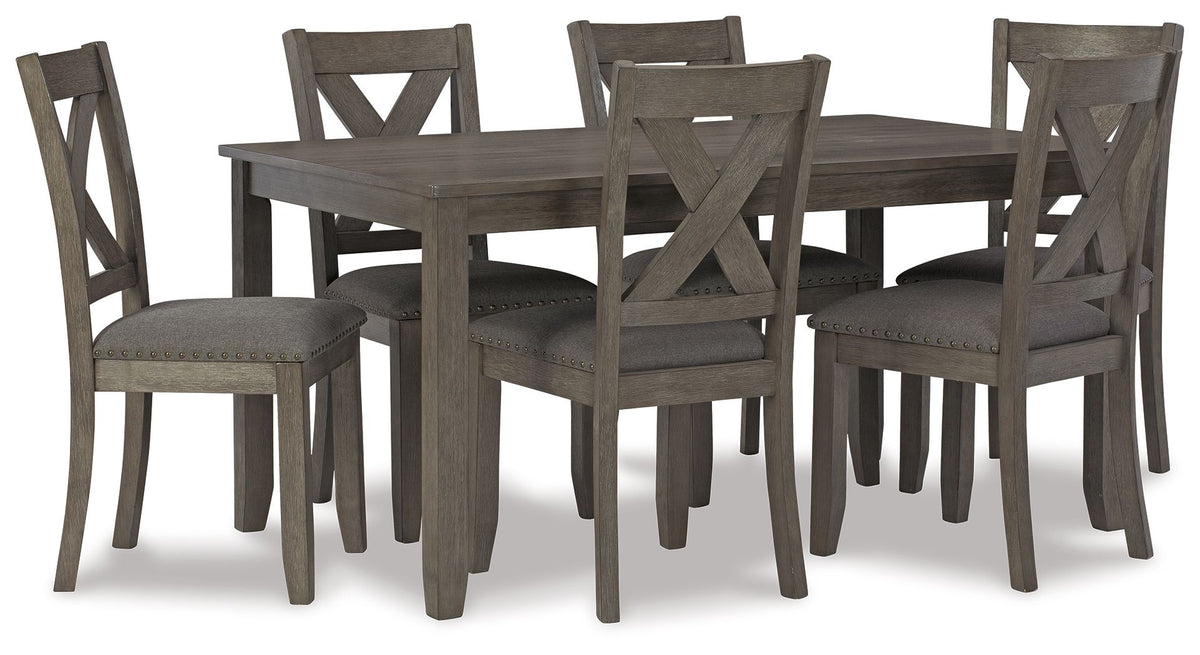 Caitbrook - RECT DRM Table Set (Set of 7) - Gray by Ashley – 7 Piece Dining Room Sets