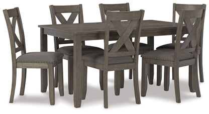 Caitbrook - RECT DRM Table Set (Set of 7) - Gray by Ashley – 7 Piece Dining Room Sets