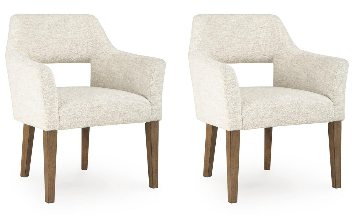 Marxmore - Dining Upholstered Arm Chair (Set of 2) - Beige / Brown – Chair Sets
