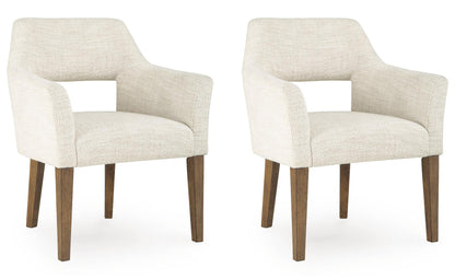 Marxmore - Dining Upholstered Arm Chair (Set of 2) - Beige / Brown – Chair Sets