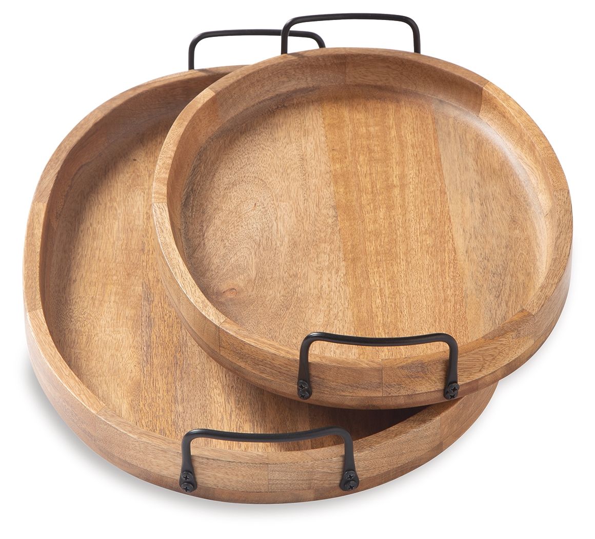 Jocelyne - Tray Set (Set of 2) - Brown / Black by Ashley – view 2