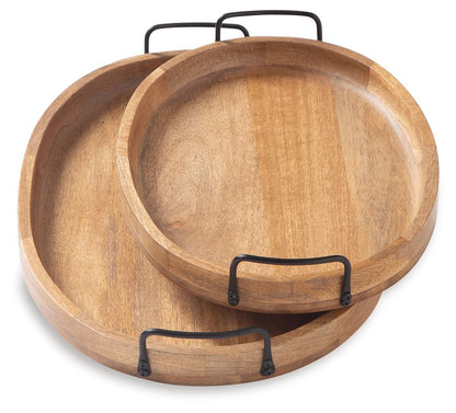 Jocelyne - Tray Set (Set of 2) - Brown / Black by Ashley – view 2