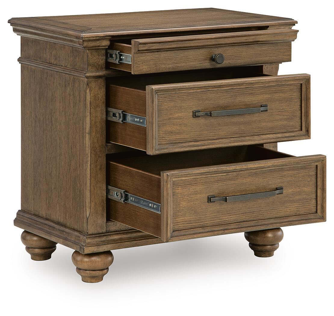 Karallin - Three Drawer Night Stand - Medium Brown by Ashley – view 2