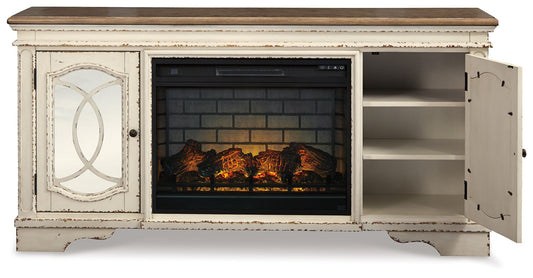 Realyn - 2 Pc. - 74" TV Stand With Electric Infrared Fireplace Insert - Chipped White by Ashley – view 2